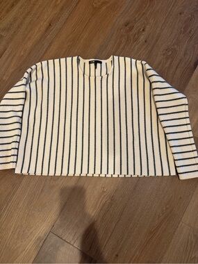 Maje "Kroisette" striped cropped pullover sweater, size 1.